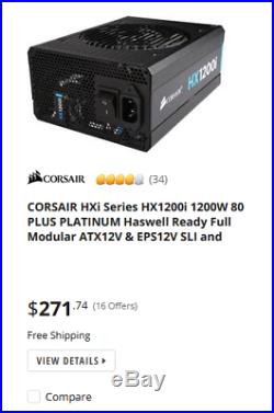 CORSAIR HXi Series, HX1200i, 1200 Watt, 80+ Platinum Certified Fully Modular PSU