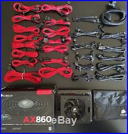 Corsair AX860 Platinum Full Modular Power Supply with red and black cables