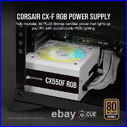 Corsair CX650F RGB, 650 Watt, 80 PLUS Bronze, Fully Modular RGB White Power Supp