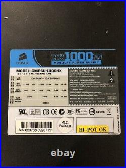 Corsair HX1000W 1000W Desktop Gaming Mining Modular Computer PSU Power Supply