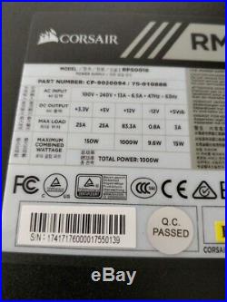 Corsair RM1000x PSU 1000 Watt Fully Modular Power Supply ATX 80+ Gold 1000W