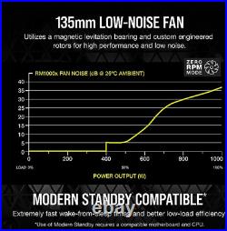 Corsair RMX Series RM1000x, 1000 Watt, Gold, Fully Modular Power Supply Zero RPM